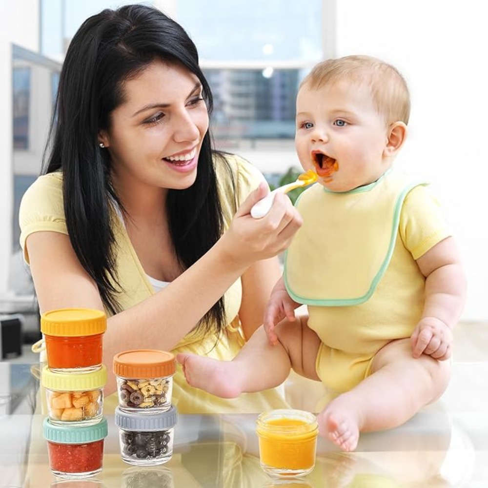 Baby Food Jars With Lids - Conjunto de 6 Potes de Vidro