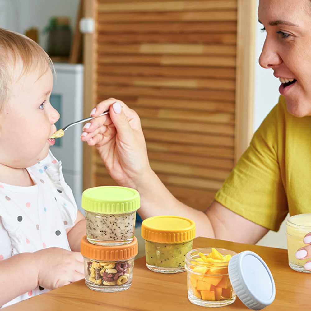 Baby Food Jars With Lids - Conjunto de 6 Frascos de Vidro