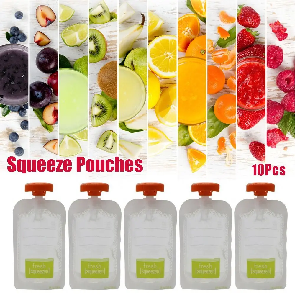10 pçs reutilizável comida com - Baby Food Pouches 1 Year Old avaliação e preço